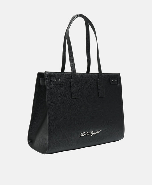 Karl Lagerfeld kožená kabelka tote Černá 1