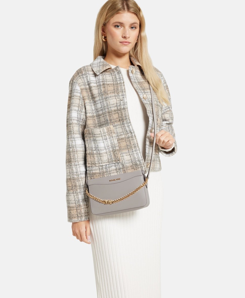 Michael Michael Kors Kožená messenger taška Šedá 5