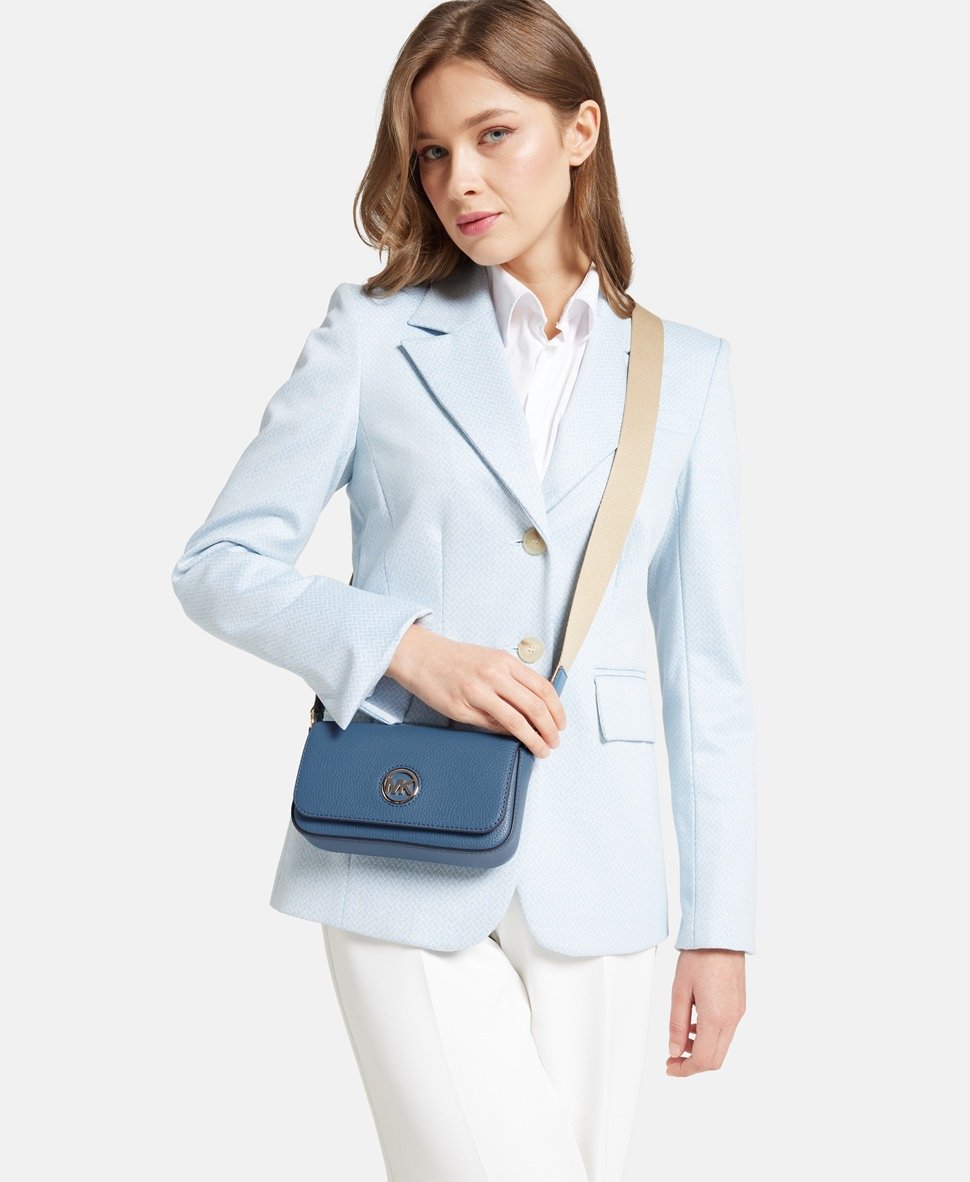 Michael Michael Kors Kožená messenger taška Světle modrá 5