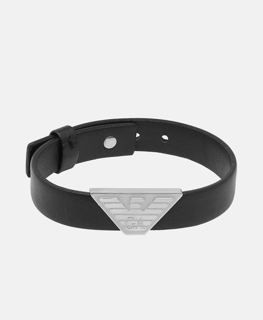 Emporio Armani kožený náramek Černá 1