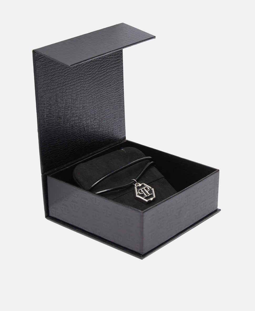 Philipp Plein kožený náhrdelník Černá 3
