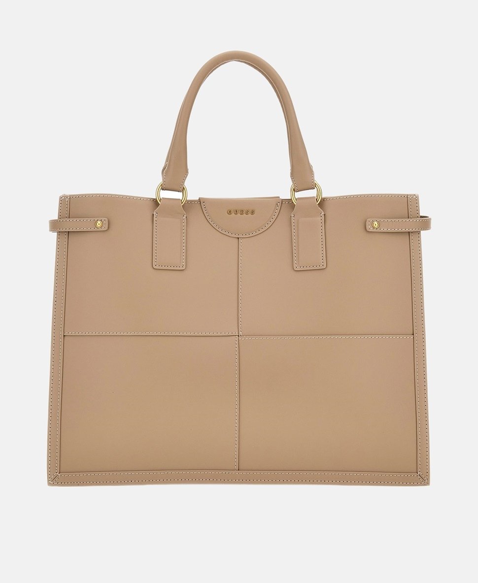 Guess kožená kabelka tote Jěmně béžová 1