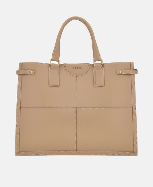 Guess kožená kabelka tote Jěmně béžová 1
