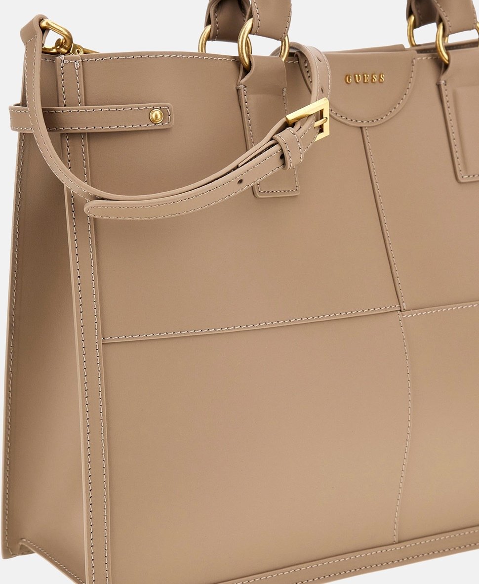 Guess kožená kabelka tote Jěmně béžová 2