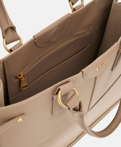 Guess kožená kabelka tote Jěmně béžová 3