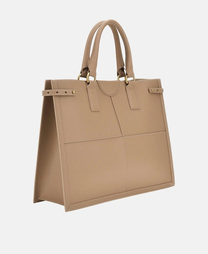 Guess kožená kabelka tote Jěmně béžová 4