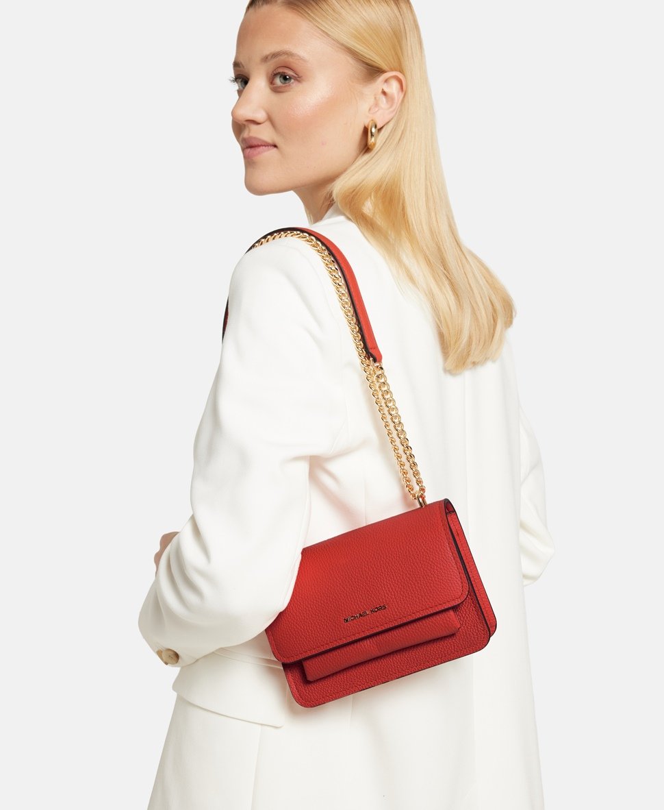 Michael Michael Kors Kožená kabelka přes rameno Červená 5