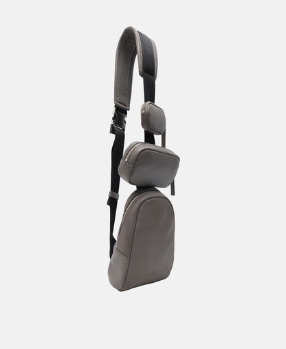 Emporio Armani Kožená messenger taška Šedá 1