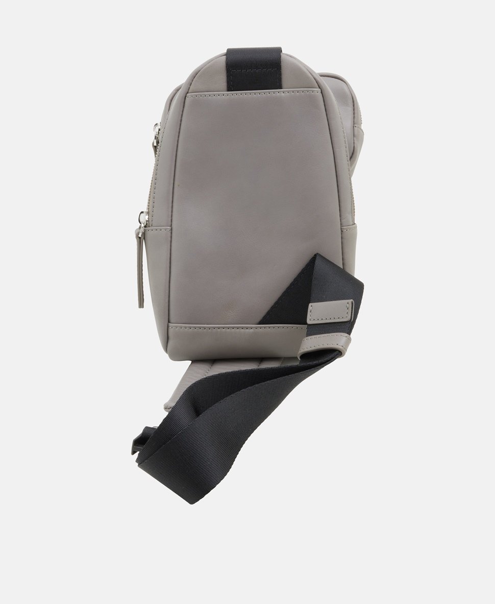 Emporio Armani Kožená messenger taška Šedá 4