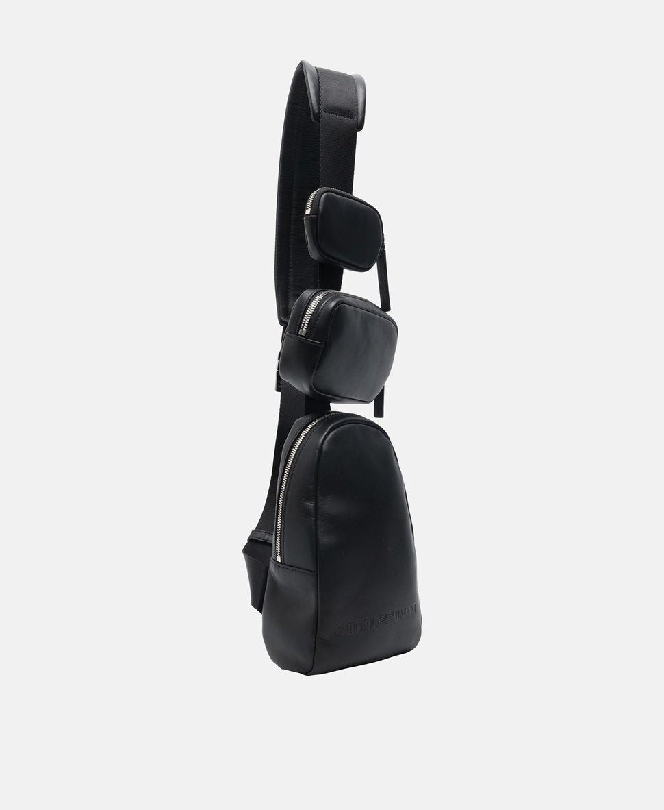 Emporio Armani Kožená messenger taška Černá 1