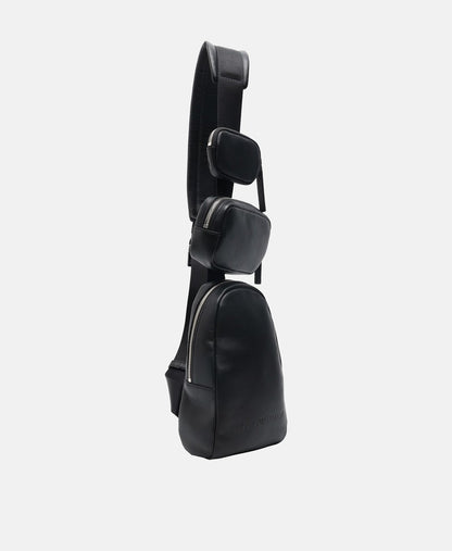 Emporio Armani Kožená messenger taška Černá 1