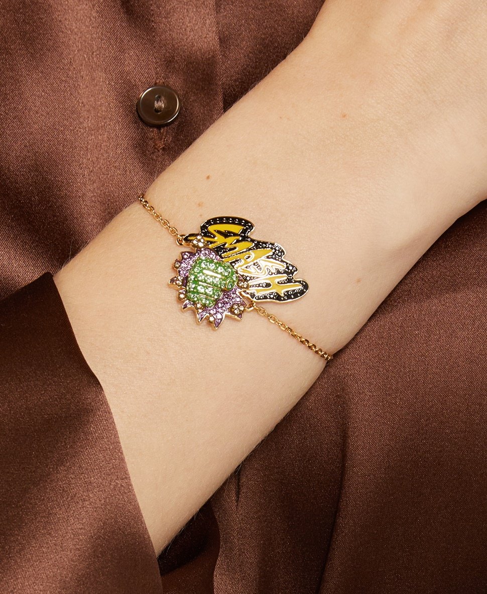 Swarovski řetízkový náramek s přívěskem Zlatá 4