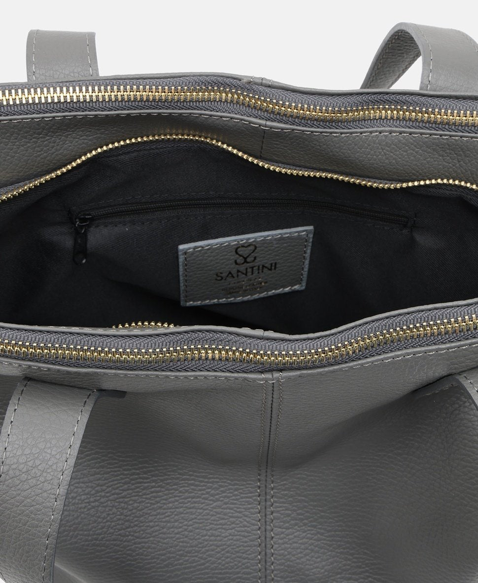 Santini Firenze kožená kabelka shopper Šedá 3