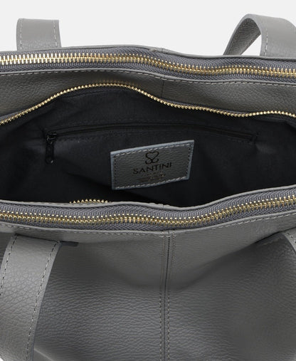 Santini Firenze kožená kabelka shopper Šedá 3