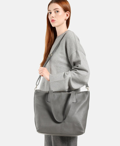 Santini Firenze kožená kabelka shopper Šedá 5