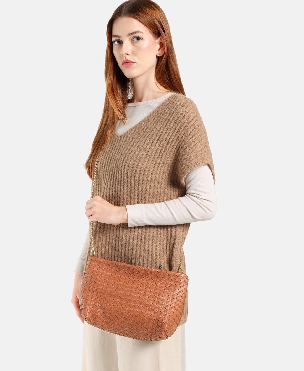 Santini Firenze Kožená kabelka přes rameno Camel 5