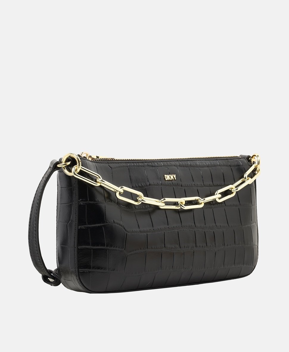DKNY Kožená messenger taška Černá 1