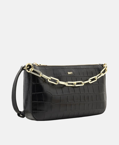 DKNY Kožená messenger taška Černá 1