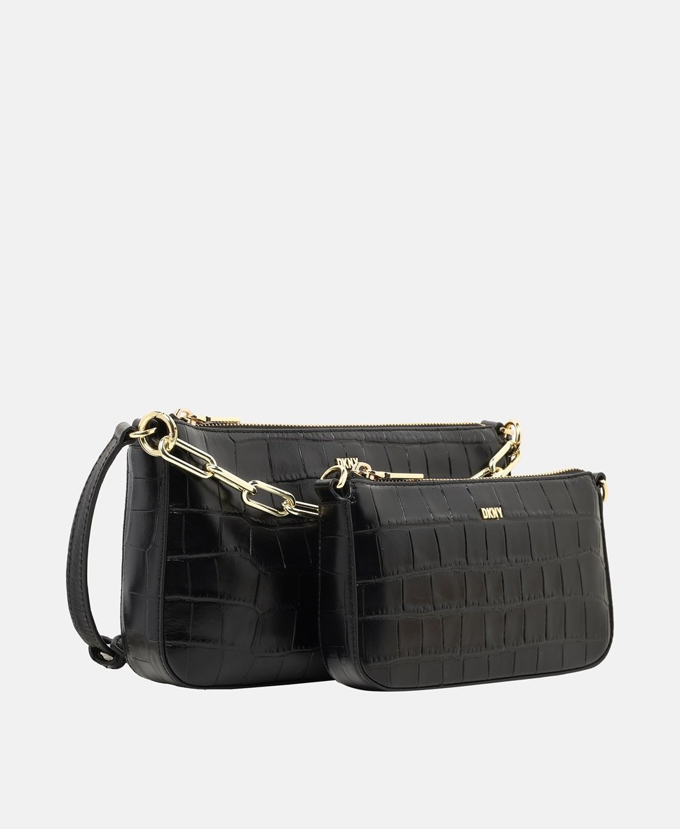DKNY Kožená messenger taška Černá 2