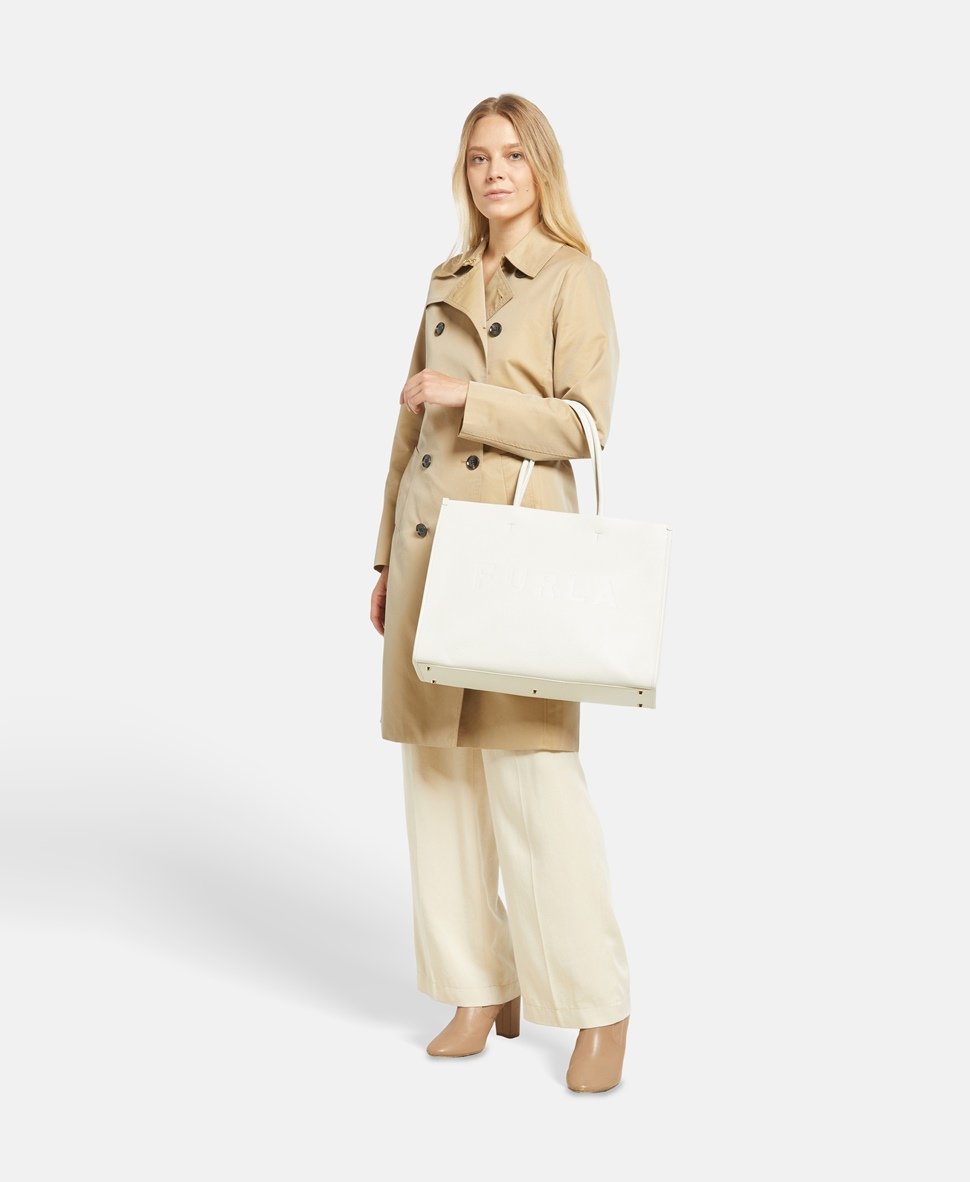 Furla kožená kabelka tote Bílá vlna 5