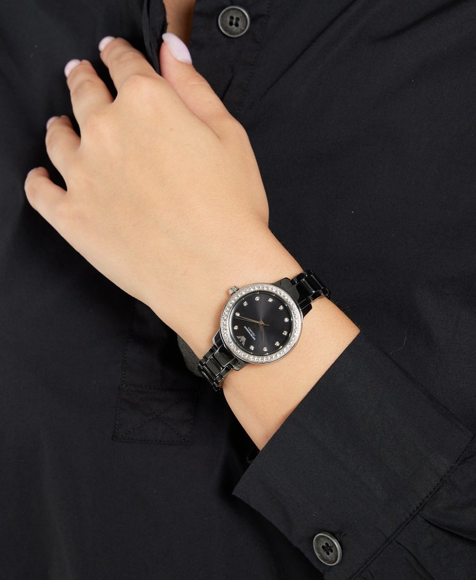 Emporio Armani hodinky Černá 5