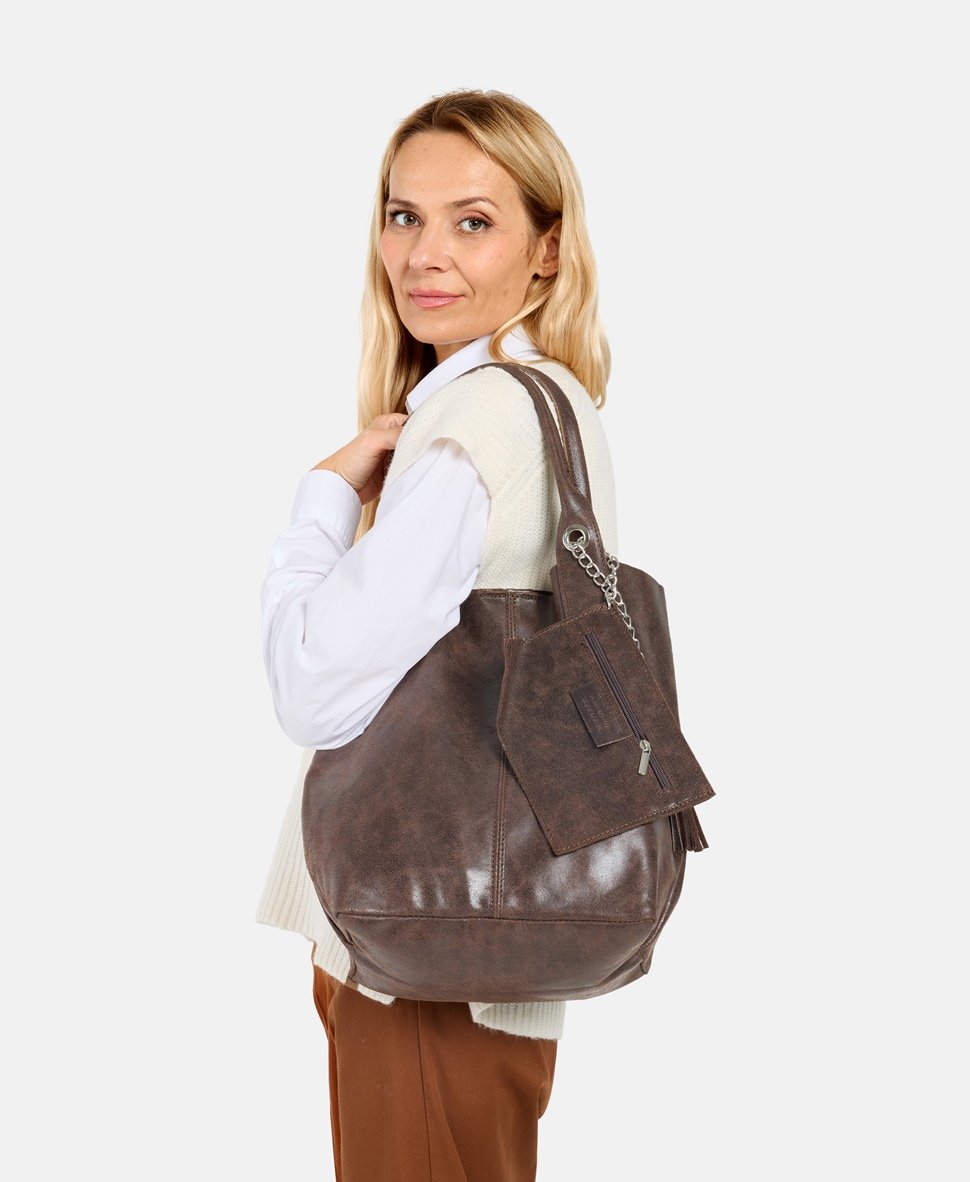 Santini Firenze kabelka shopper Tmavě hnědá 5