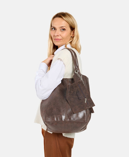 Santini Firenze kabelka shopper Tmavě hnědá 5