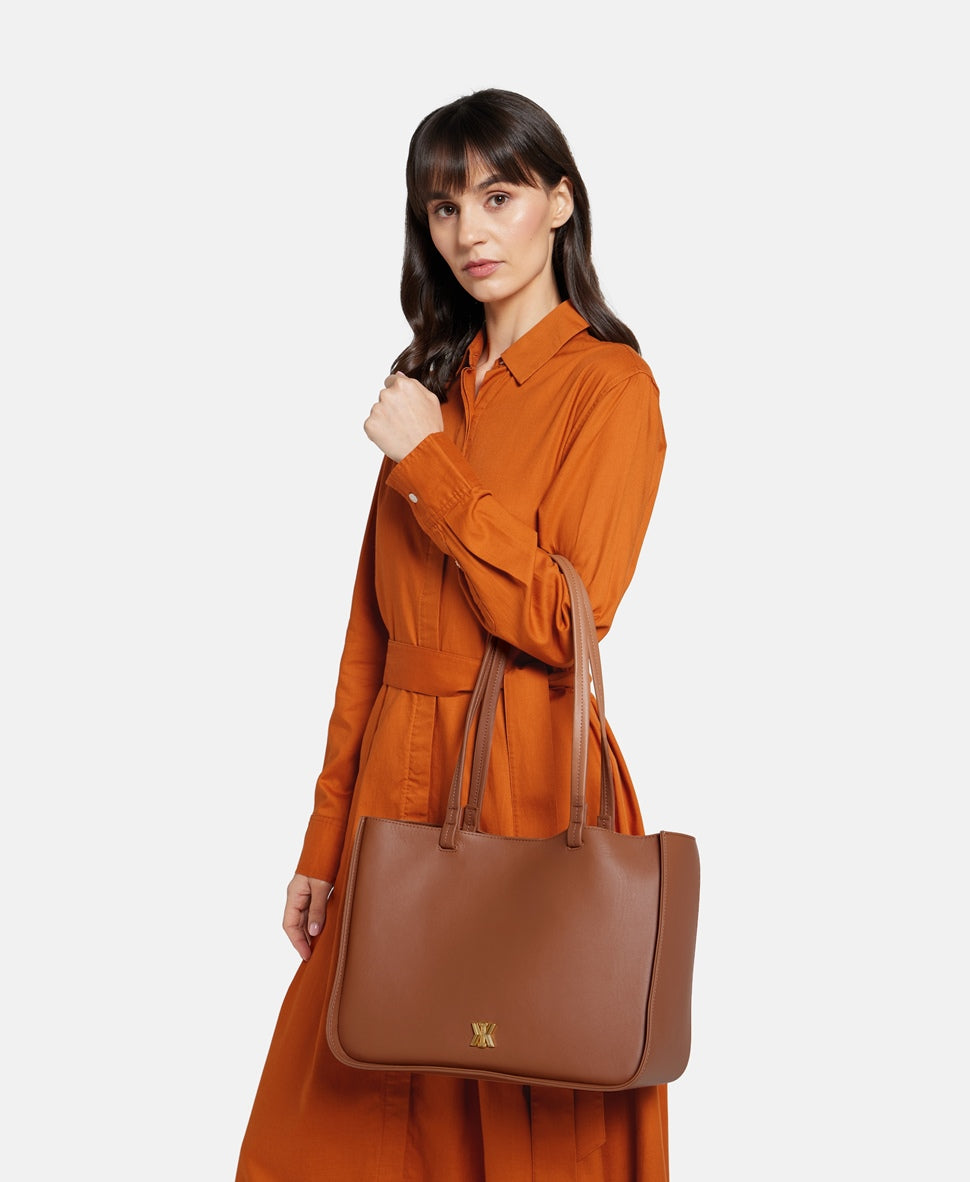 Kassandre kožená kabelka tote Camel 5