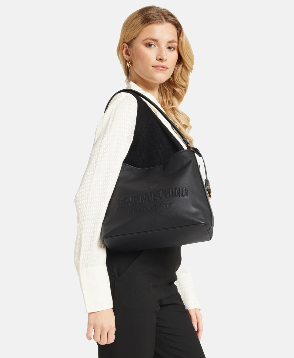 Love Moschino kožená kabelka tote Černá 5