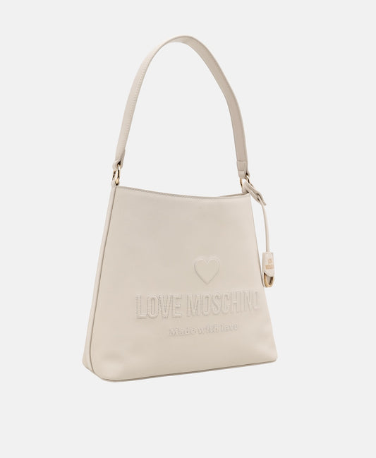 Love Moschino kožená kabelka tote Ecru 1