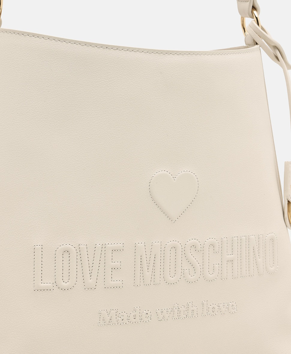 Love Moschino kožená kabelka tote Ecru 2