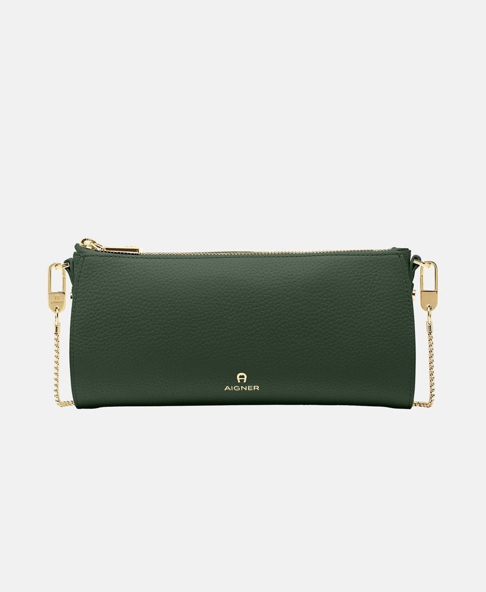 Aigner Kožená messenger taška Tmavě zelená 1