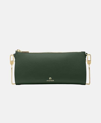Aigner Kožená messenger taška Tmavě zelená 1