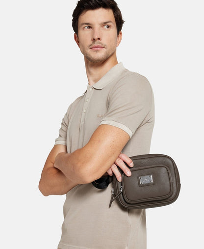Aigner Kožená messenger taška Hnědá 5