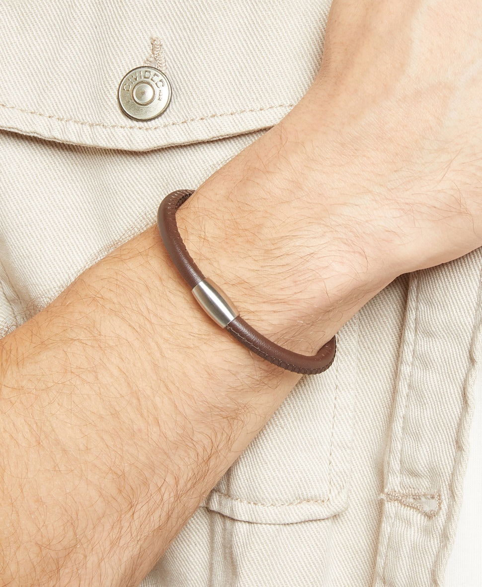 Lawrence Grey Jewelry kožený náramek Stříbrná 3