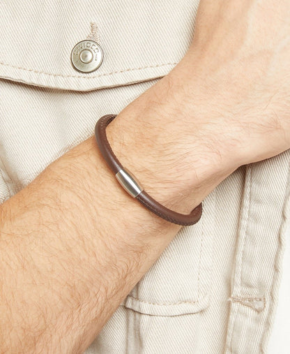 Lawrence Grey Jewelry kožený náramek Stříbrná 3