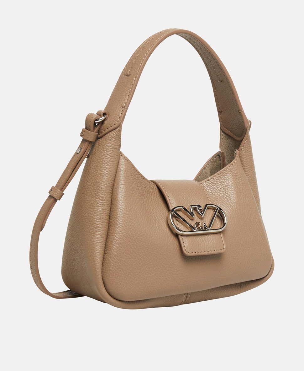 Emporio Armani Kožená kabelka přes rameno Taupe 1