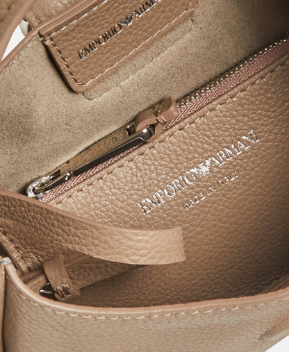 Emporio Armani Kožená kabelka přes rameno Taupe 3
