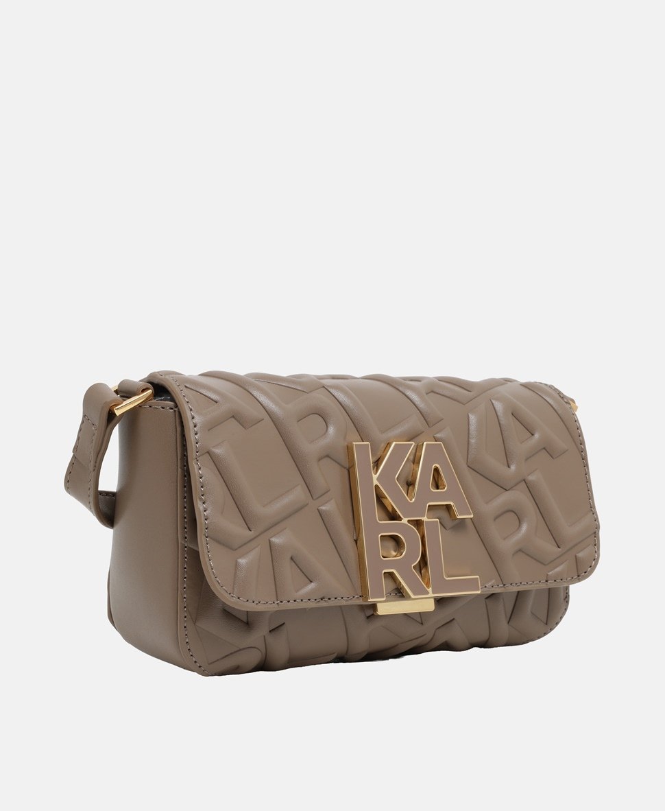 Karl Lagerfeld Kožená messenger taška Taupe 1