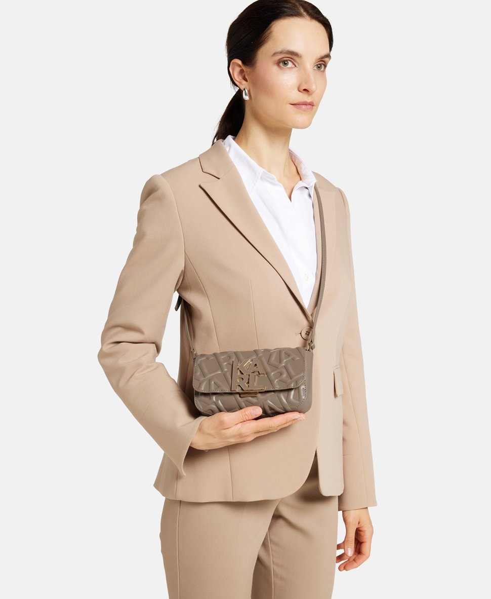 Karl Lagerfeld Kožená messenger taška Taupe 5