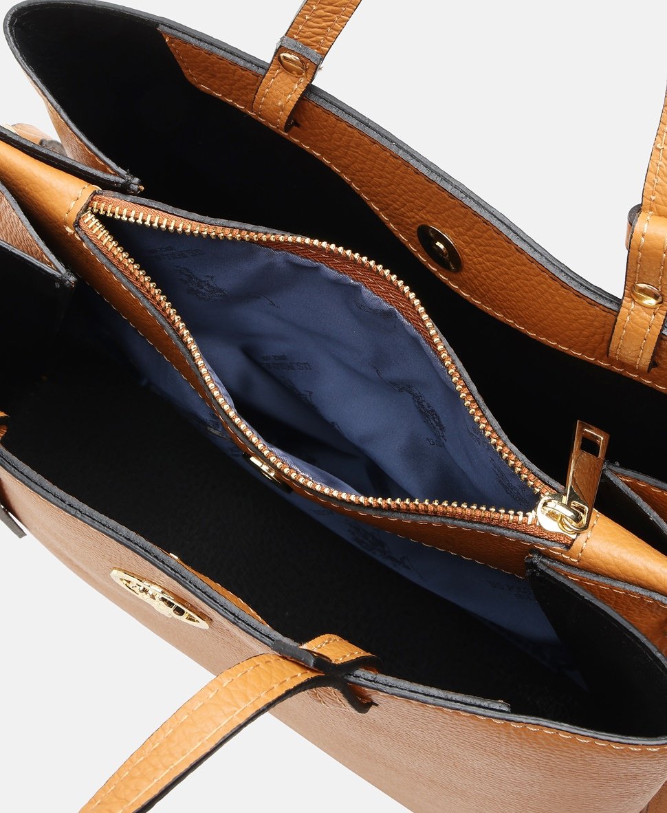 U.S. Polo Assn. kožená kabelka tote Koňaková 3