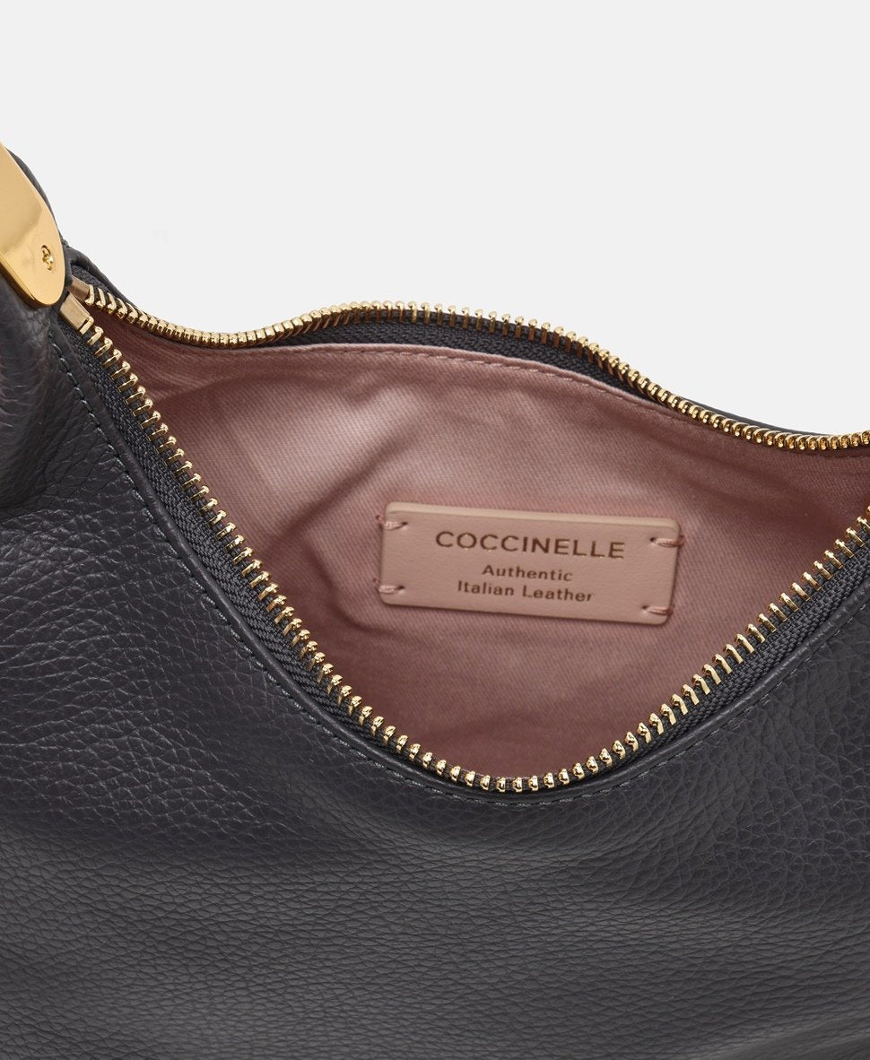Coccinelle Kožená kabelka přes rameno Šedá 3