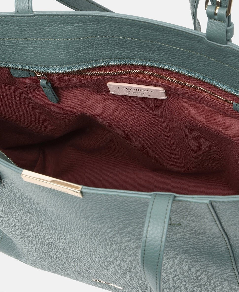 Coccinelle kožená kabelka shopper Zelená 3