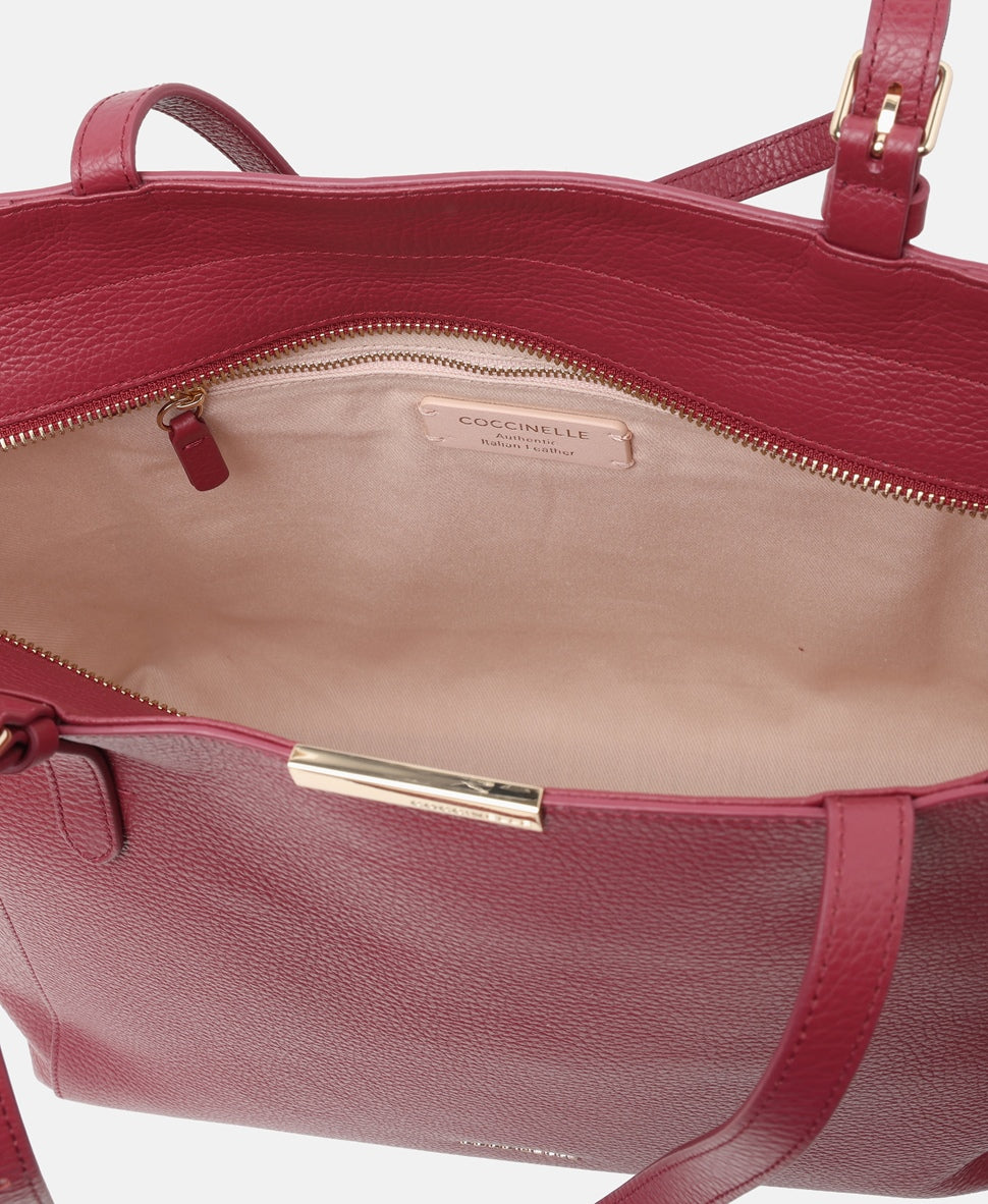 Coccinelle kožená kabelka shopper Tmavě červená 3