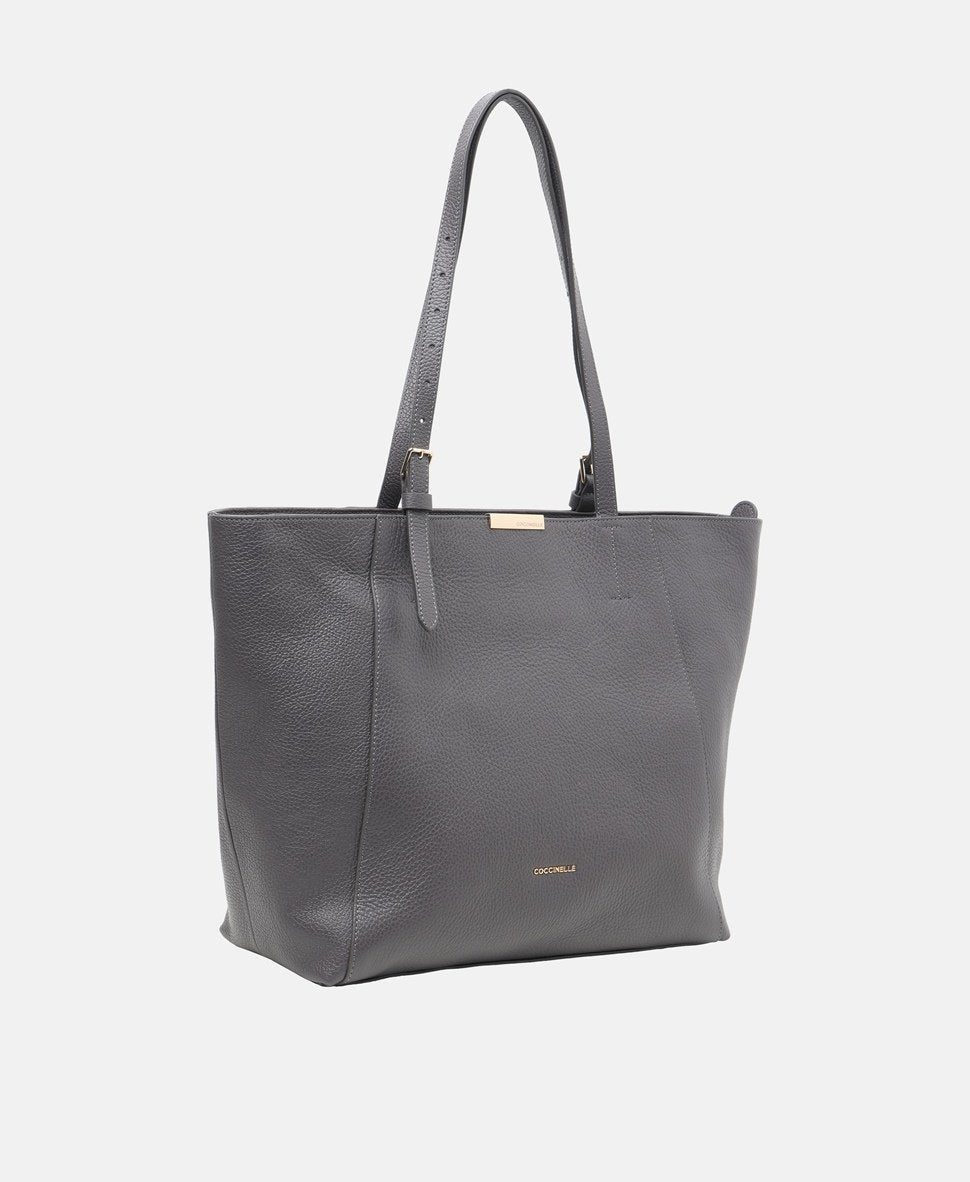 Coccinelle kožená kabelka shopper Šedá 1