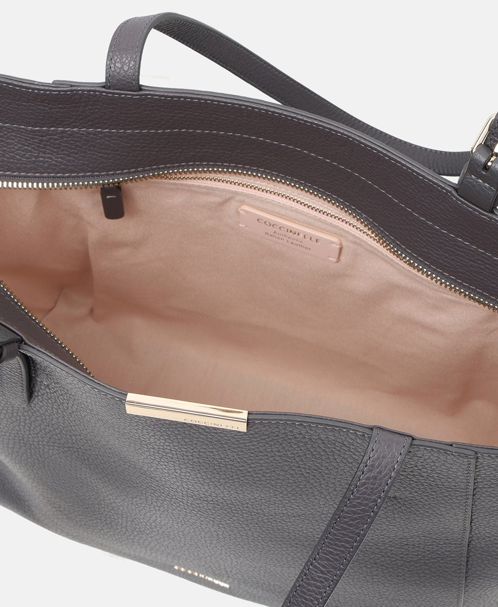 Coccinelle kožená kabelka shopper Šedá 3