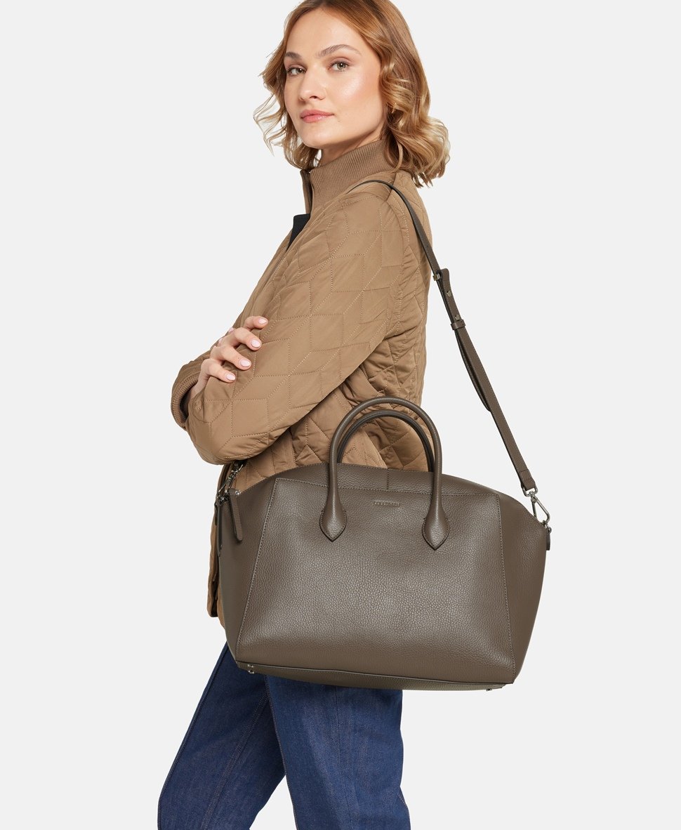 Coccinelle kožená kabelka shopper Tmavě hnědá 5