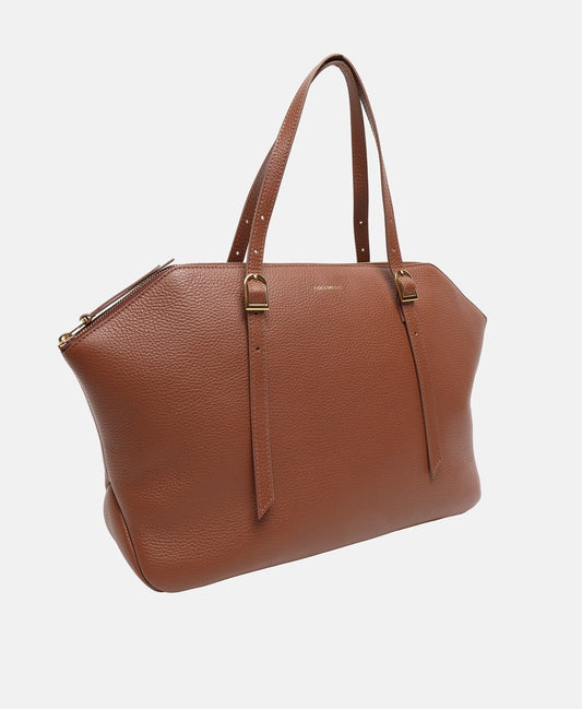 Coccinelle kožená kabelka shopper Koňaková 1