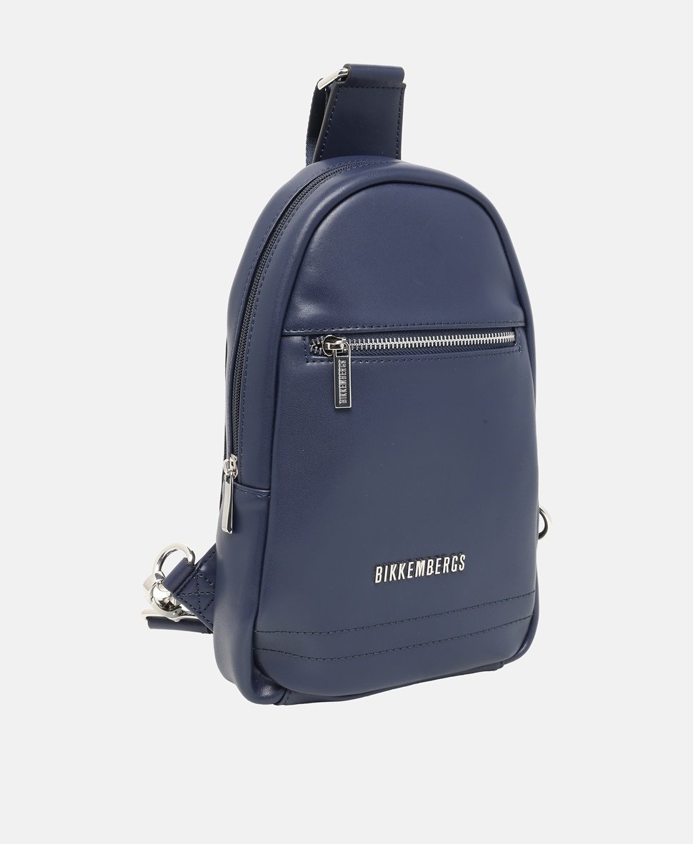 Bikkembergs Kožená messenger taška Námořnická modrá 1