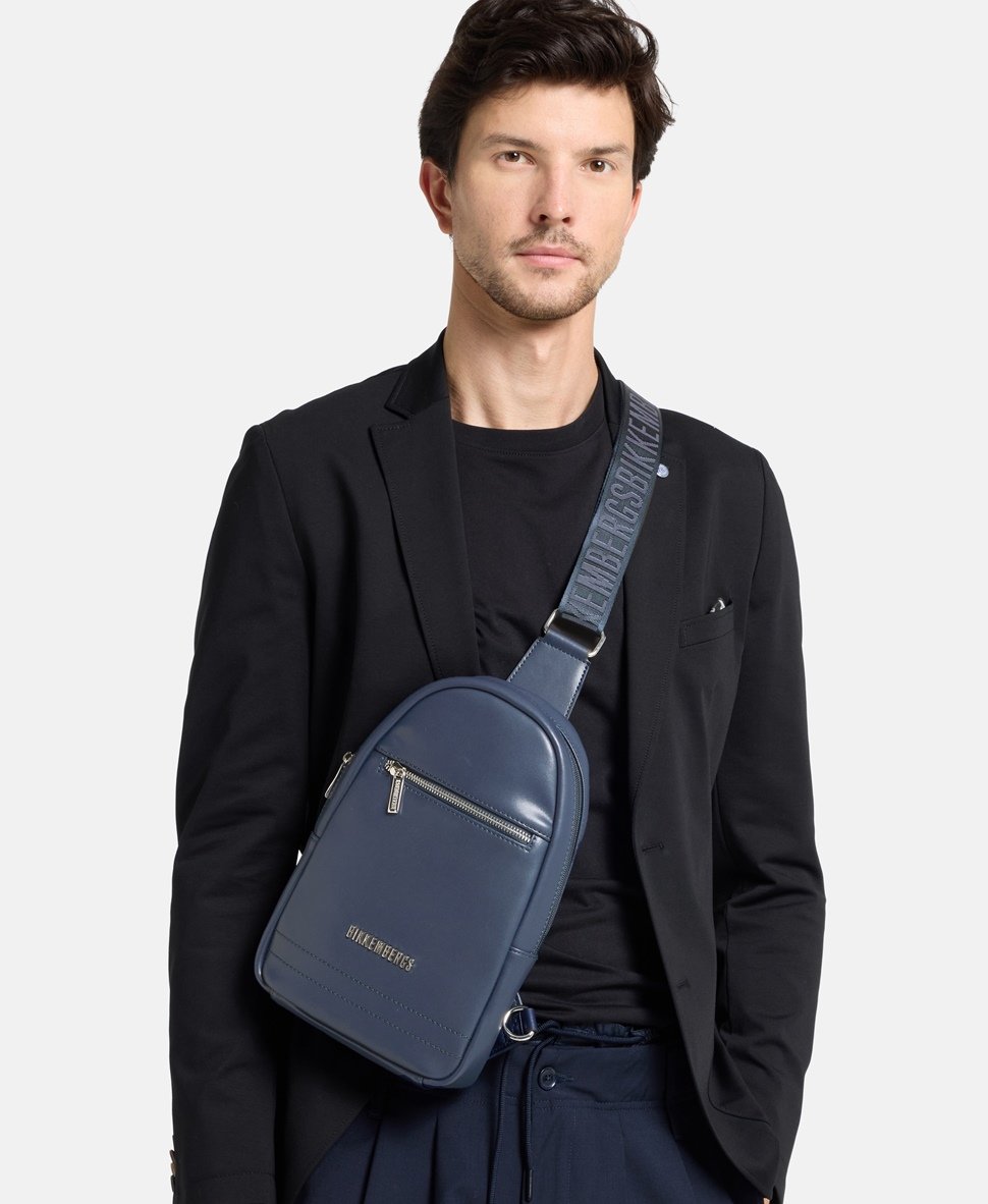 Bikkembergs Kožená messenger taška Námořnická modrá 5